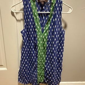 Sweet Pea Small Women's Green Blue Pattern Sleeveless Blouse Top
